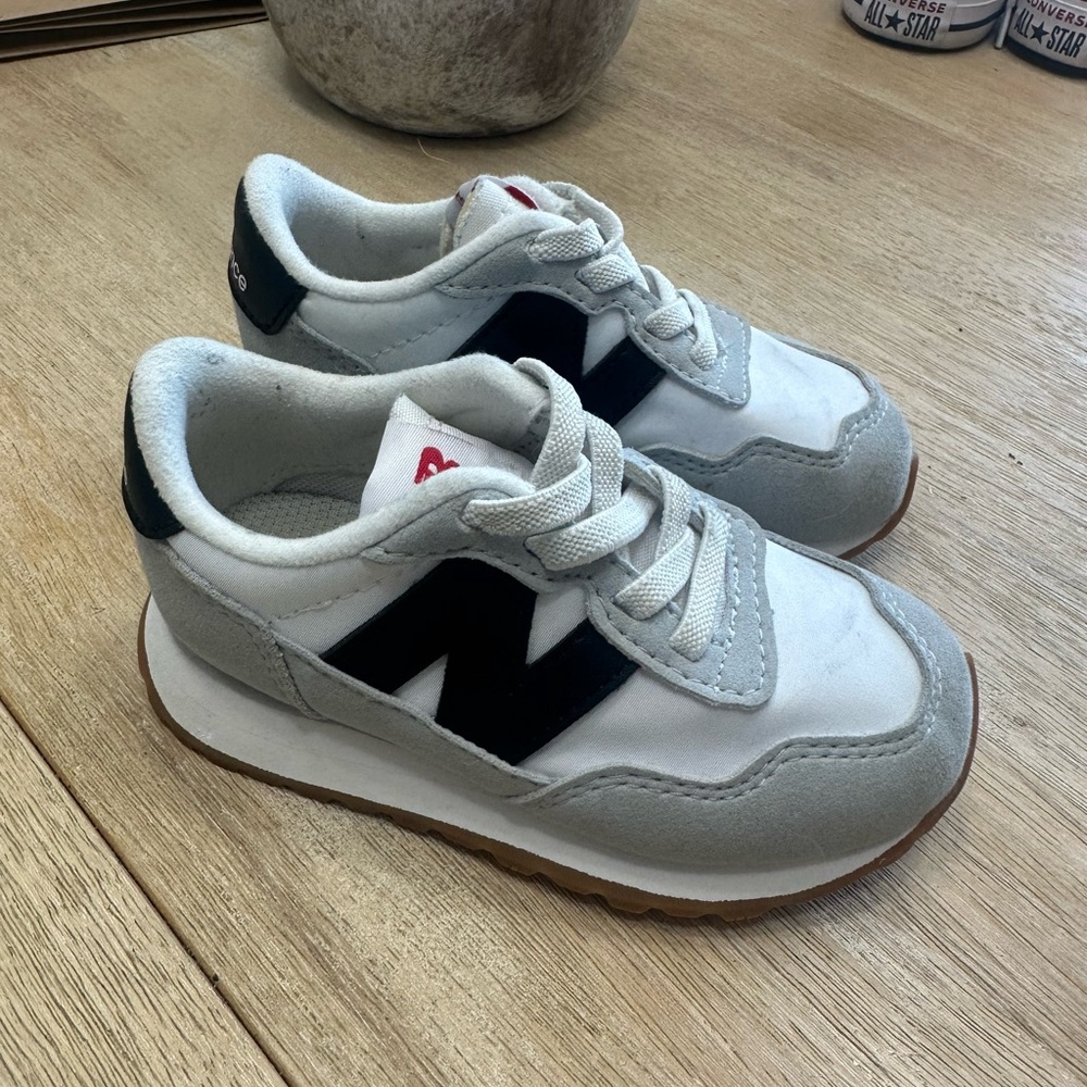 New Balance Kids' White and Gray Sneakers
